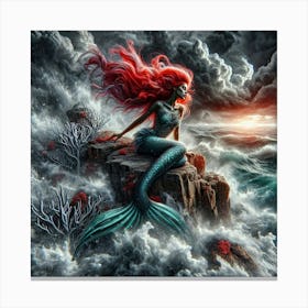Red Haired Mermaid Canvas Print