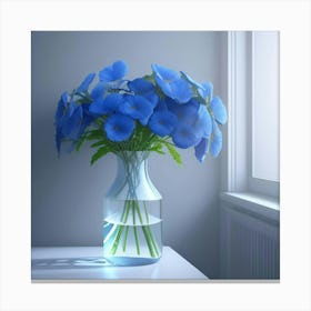Blue Flowers In A Vase 1 Canvas Print