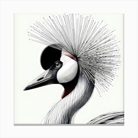 Crowned Crane - Abstract Line Art Illustration 269 Canvas Print