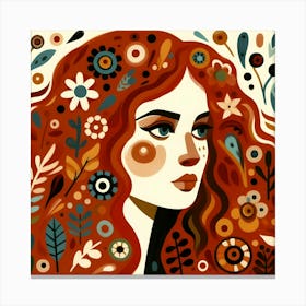 Girl With Red Hair and Flowers Canvas Print