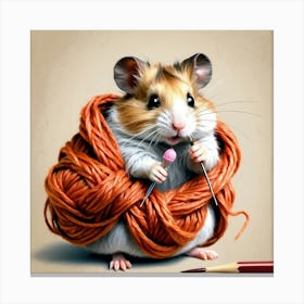 Hamster Knitting 1 Canvas Print