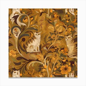 William Morris Style Cats Textiles Canvas Print