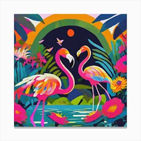 Flamingos In The Sun Canvas Print