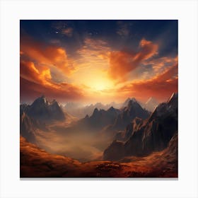 Colourful Sunset Over Mountain Range Canvas Print