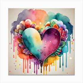 Heart Watercolor Painting Canvas Print