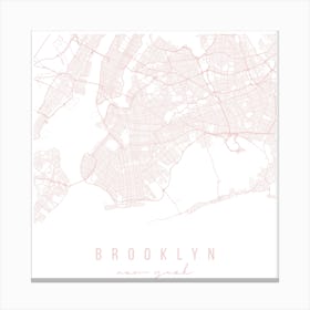 Brooklyn New York Light Pink Minimal Street Map Square Canvas Print