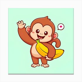 Monkey With Banana Canvas Print
