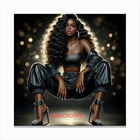 Black Woman With Long Hair Canvas Print