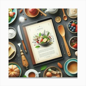 Ipad With Food Canvas Print