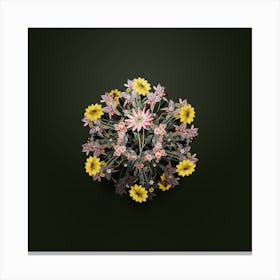 Vintage Mr. Dickson's Echinacea Floral Wreath on Olive Green n.1228 Canvas Print