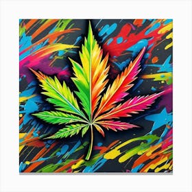 Colorful Marijuana Leaf 4 Canvas Print