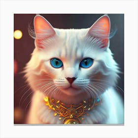 White Cat With Blue Eyes Canvas Print