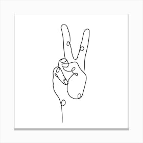 Peace And Love Always Square Canvas Line Art Print