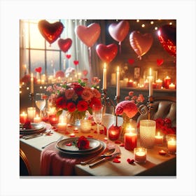 Valentine'S Day Table Setting 2 Canvas Print