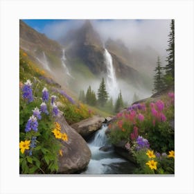 Wildflowers In The Mountains paintings art print Canvas Print