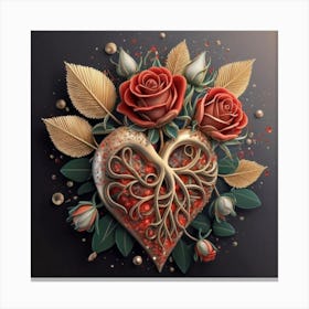 Heart and beautiful red rose 14 Canvas Print