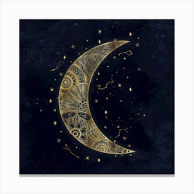 Golden Crescent Moon Canvas Print