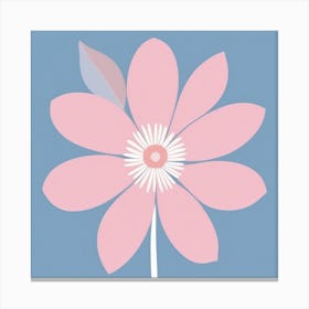 A White And Pink Flower In Minimalist Style Square Composition 234 Canvas Print