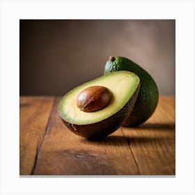 Avocados On A Wooden Table Canvas Print