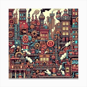8-bit steampunk city 3 Canvas Print