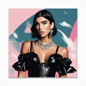 dua lipa colourful art print portrait 2 Canvas Print