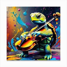 Turtle Playing Violin Canvas Print