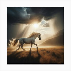 Horse Running In The Storm Canvas Print