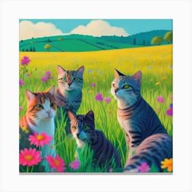 Cats In The Meadow3 Canvas Print