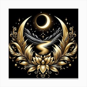 Moon And Lotus Canvas Print