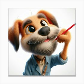 Dog Holding A Pencil Canvas Print