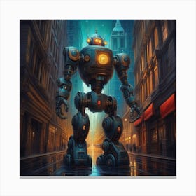 Robot In The City 60 Canvas Print