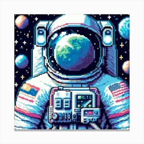 Astronaut Pixel Art 1 Canvas Print