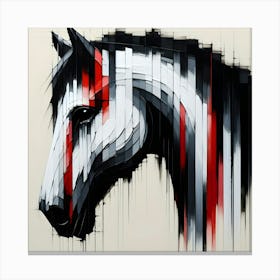 Glitch Art Horse Bold Red & Black Abstract Art Print, Digital Download, Modern Wall Art for Home or Office Decor Canvas Print