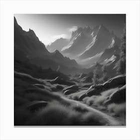 Black And White Mountain Landscape 4 Canvas Print