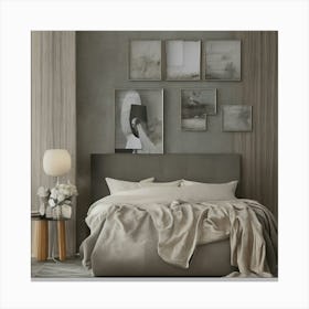 Grey And White Bedroom Canvas Print
