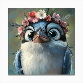 Bird In A Flower Crown Canvas Print