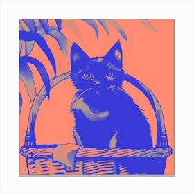 Kitty Cat In A Basket Orange 1 Canvas Print