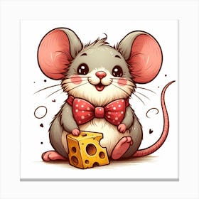 Cute Mouse With Cheese 1 Canvas Print