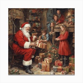 Santa préparing his gift Canvas Print
