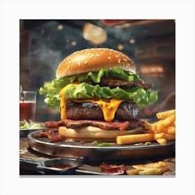 Burger And Fries Canvas Print