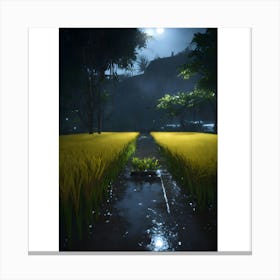 Field Of Wheat At Night Canvas Print