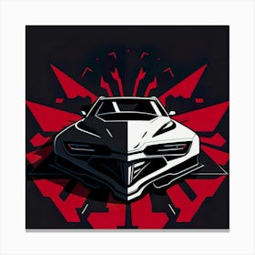 Car Red Artwork Of Graphic Design Flat (235) Canvas Print