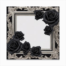 Black Roses In A Frame 1 Canvas Print