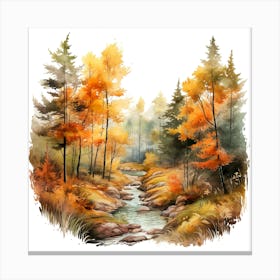 Watercolor Of Autumn Forest 8 Canvas Print