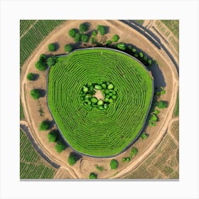 Aerial View Of A Circular Maze Canvas Print