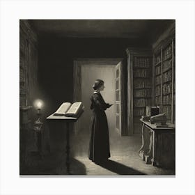 Woman In A Library 1 Canvas Print