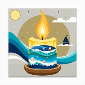 Candle On The Beach Canvas Print