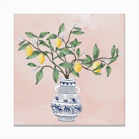 Lemon Tree In Chinese Vase Square Canvas Print
