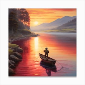 Sunset On The River Canvas Print