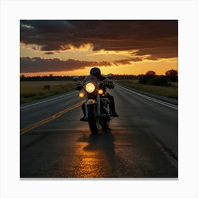 Sunset Motorcycle Rider 2 Canvas Print